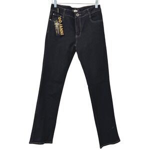 Govanni Jeans Womens 11/12 Dark Wash Rhinestone Cross Embellished Slim Bootcut